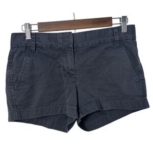 J. Crew Women 2 Gray Blue Flat Front Pockets Chino Classic Twill Shorts Tweed